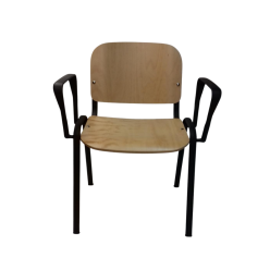 Sedia legno con braccioli plastica