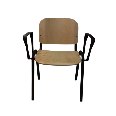 Sedia legno con braccioli plastica