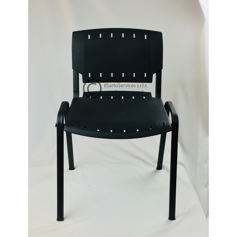 Sedia Squared con seduta in PVC, telaio in metallo nero